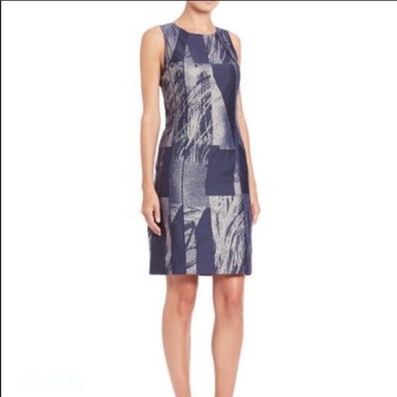 Lafayette 148 New York Delia Prism Jacquard Sheath Dress Abstract Print Size 2 - Picture 3 of 9